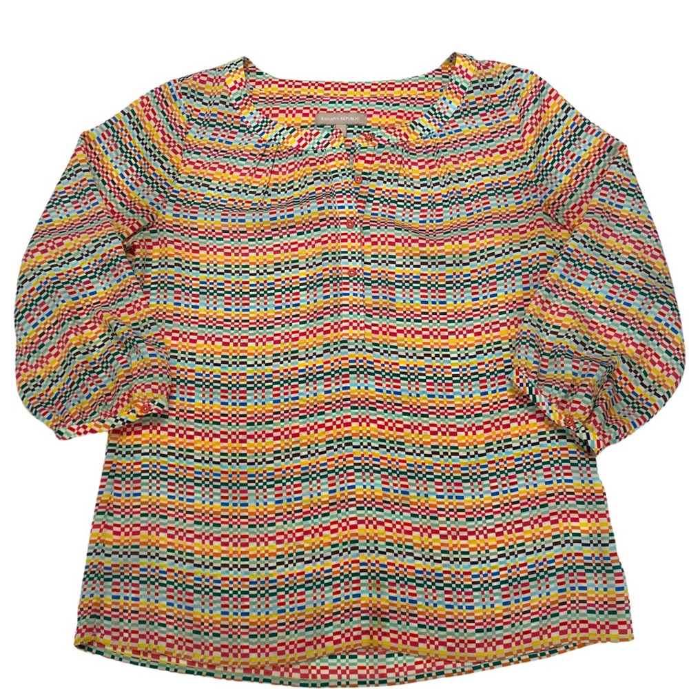 Banana Republic Multi-Color Geometric Blouse Sz S
